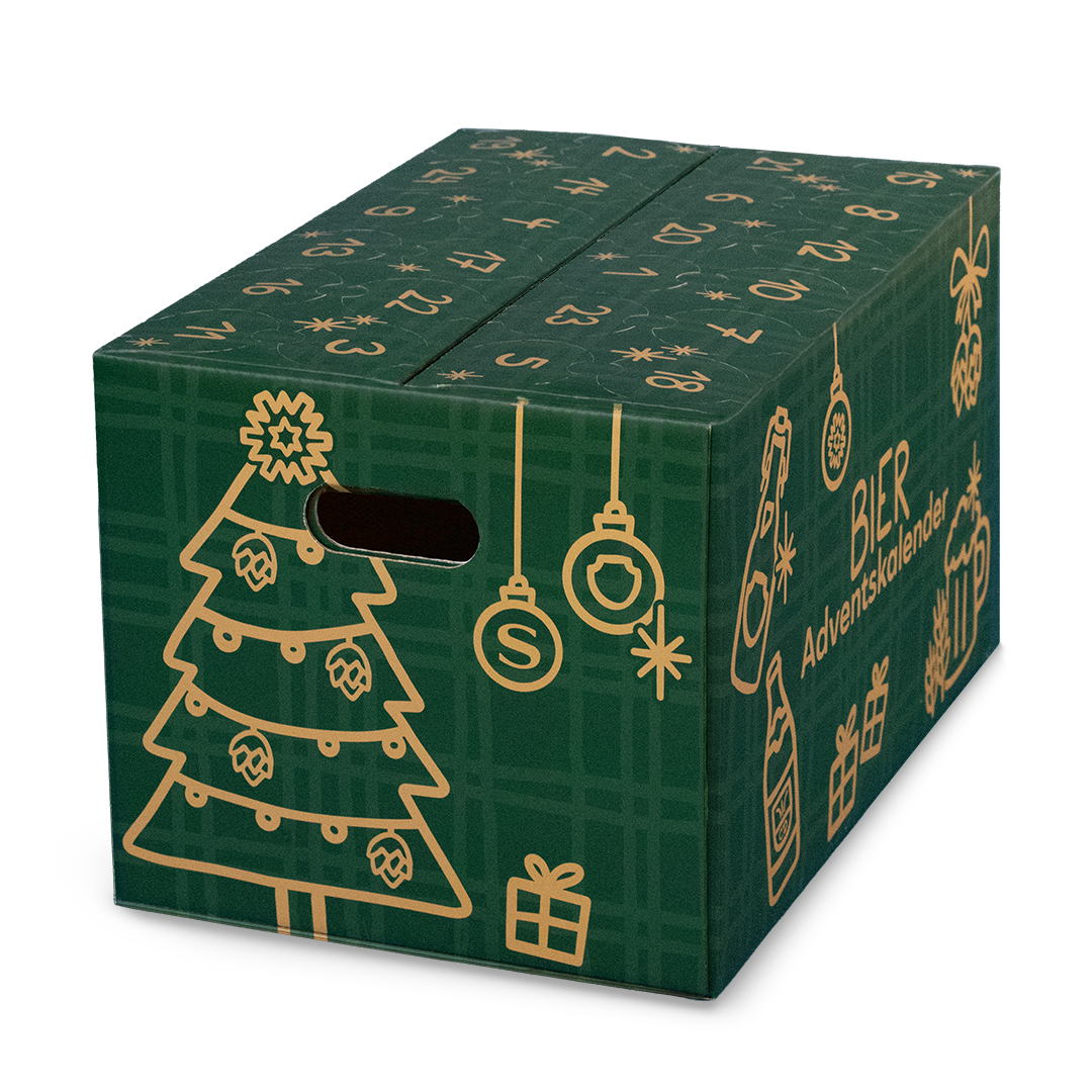 Bier-Adventskalender, Box schräg von vorn