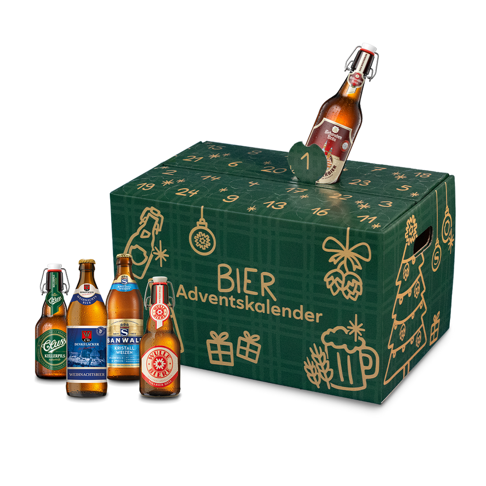 Bier-Adventskalender mit Flaschen
