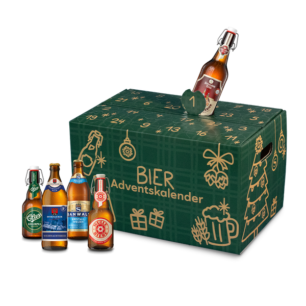 Bier-Adventskalender mit Flaschen