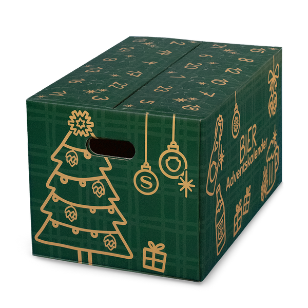 Bier-Adventskalender, Box schräg von vorn